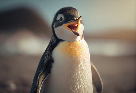 A happy chinstrap penguin in Antarctica. High quality illustrationの写真素材