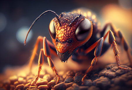 Red ant Macro Photography View front. High quality illustrationの写真素材