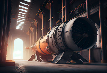rockets in an industrial building, High quality illustrationの写真素材