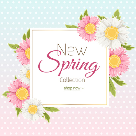Spring collection promo sale bannerのイラスト素材