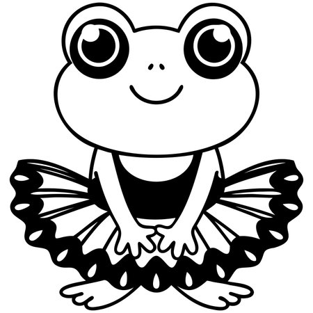 A cute frog wearing tutu, ready to dance with joy and charmのイラスト素材