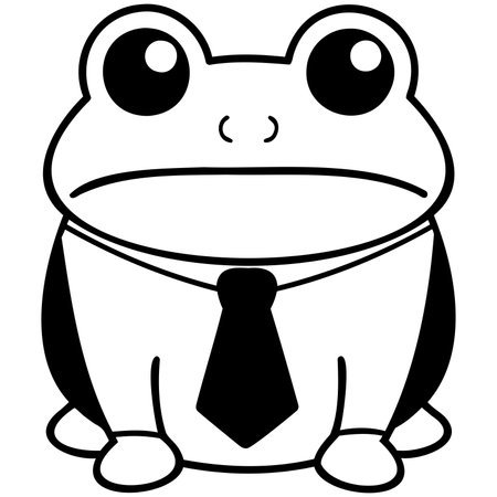 A cartoon frog in suit and tie, exuding professional vibeのイラスト素材