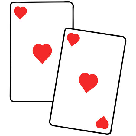 A Playing cards with red heart symbols, perfect for Valentine Dayのイラスト素材