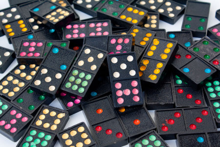 scattered  isolated old dominos の写真素材