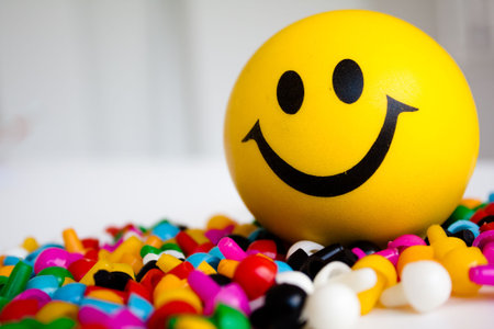 the smiley ball on colour pins