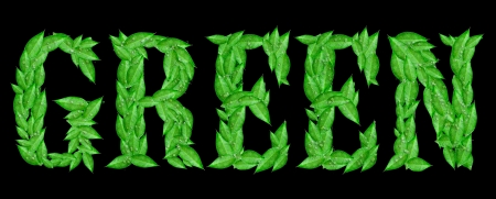 typography word green from leavesの写真素材