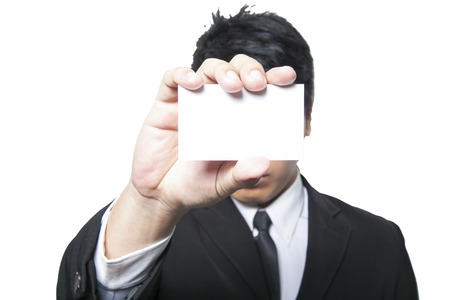 showing business cardの写真素材