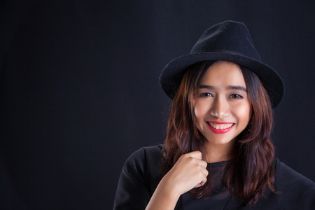 Portrait of Asian girl -fancy black dressの写真素材