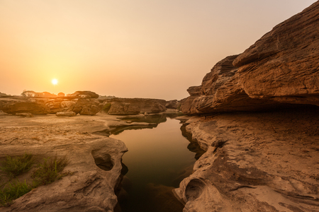 Landscape of Sam pan bok, Ubon-ratchathani, Grand Canyon of Thailandの写真素材