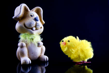 Easter Rabbit and Chickenの写真素材