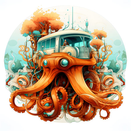 Octopus in the sea. Colorful vector illustration for your designの写真素材