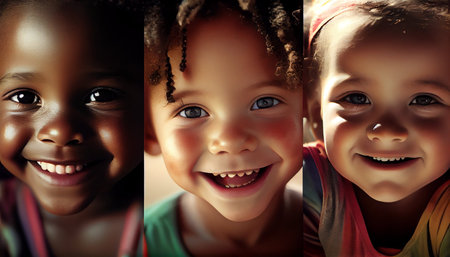 Portrait of happy african american little girl smiling at cameraの素材