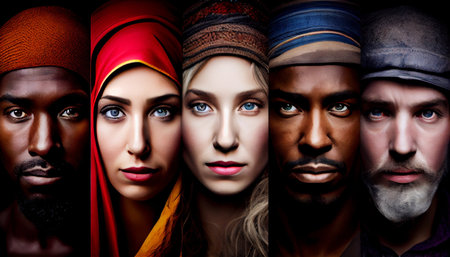 Portrait of a group of multiethnic people. Men and women.の素材