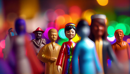 Buddha statue with colorful bokeh background, Thailand.の素材