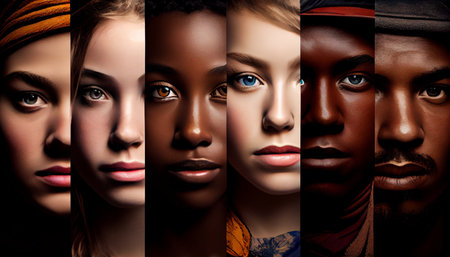 Portrait of a group of African American women. Multiethnic group.の素材