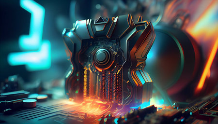 3d illustration of abstract technology concept background. 3d rendering of circuit boardの素材