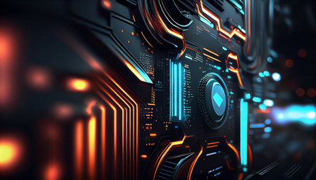 3D rendering of abstract technology concept background. 3D illustration.の素材