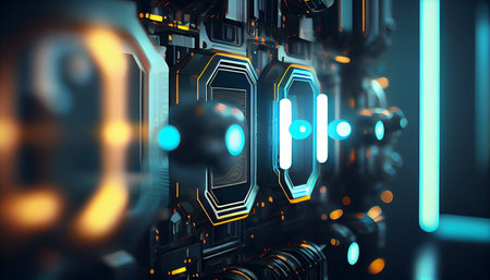 3D rendering of abstract technology background. Hi-tech circuit boardの素材