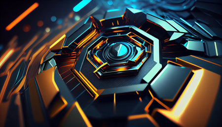 3d rendering of abstract technology concept background. 3d illustration of futuristic shape.の素材