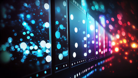 Digital composite of Digital composite image of data servers with bokehの素材