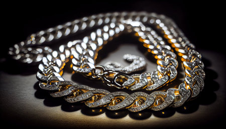 Jewelry Necklace on a black background. Selective focus.の素材