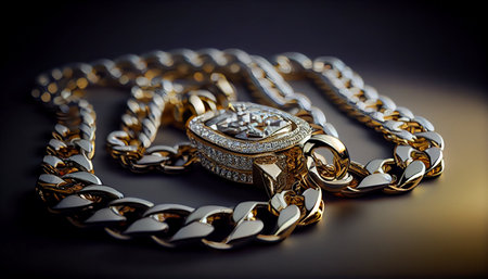 Jewelry. Bracelet with diamonds on a black backgroundの素材