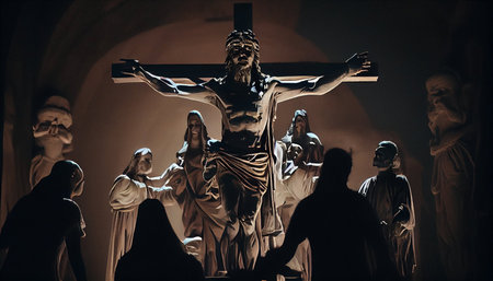 Crucifixion of Jesus Christ in the Church of the Immaculate Conception.の素材