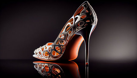 High heel women shoes on a black background. 3d illustration.の素材