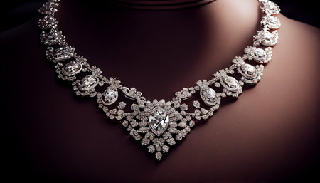necklace on a mannequin in a studio, close upの素材