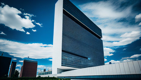 Modern office building. Architectural detail of modern office building exterior.の素材