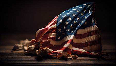 American flag on a wooden background. American flag on wooden background.の素材