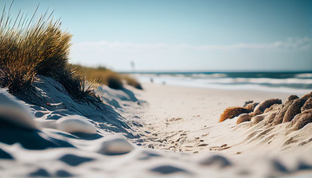 Sand dunes on a beach in the Baltic Sea, Poland.の素材