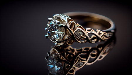 Jewelry ring on a black background. Jewelry background.の素材