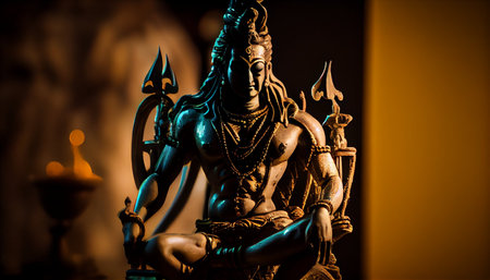 Statue of the Lord Ganesha on a dark background.の素材