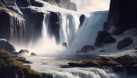 Gullfoss waterfall in Iceland, Europe. Long exposure.の素材