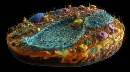 3D illustration of a microscopic view of a human egg cell.の素材