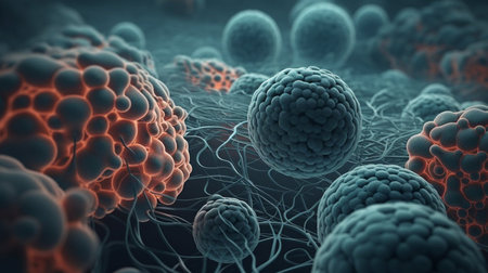 3d render of spermatozoons in blood, conceptual imageの素材