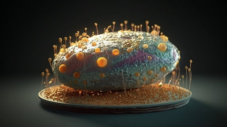 3d rendering of human cell in a petri dish with cellsの素材