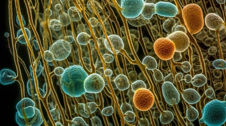 3D Illustration of Bacteria under microscope. Bacteria cellsの素材