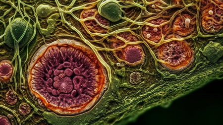 Microscopic view of human blood cell, 3D illustration.の素材
