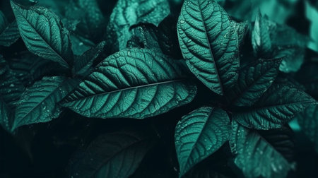 Green leaves background. Nature and environment concept. Vintage tone filter effect color style.の素材