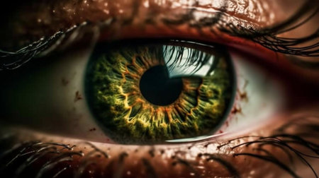 Close-up of human eye with iris. 3D renderingの素材