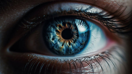 Close up of human eye with blue iris. 3D renderingの素材