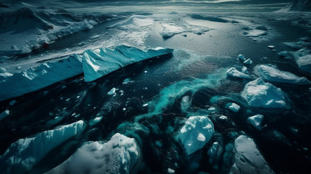 Ice formations and icebergs in Glacier Lagoon, Iceland, Europeの素材