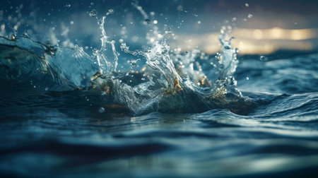 Water splashes on the surface of the sea. Close-up.の素材