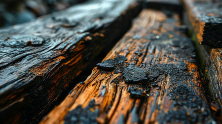 Wooden surface as a background, close up, selective focus.の素材