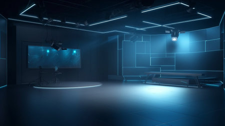 Futuristic Sci Fi Interior. Futuristic Background. 3D Renderingの素材