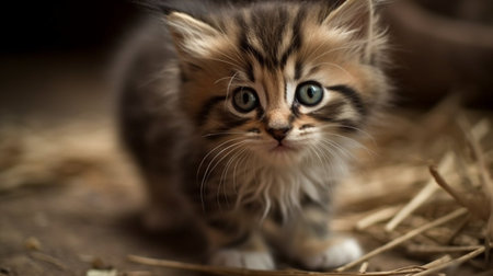 Siberian kitten, siberian breed, brown tabbyの素材