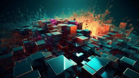 3d rendering of abstract geometric composition,digital art works with light effects.の素材