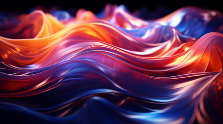 3d rendering of abstract wavy liquid background. Creative design with vibrant colorsの素材
